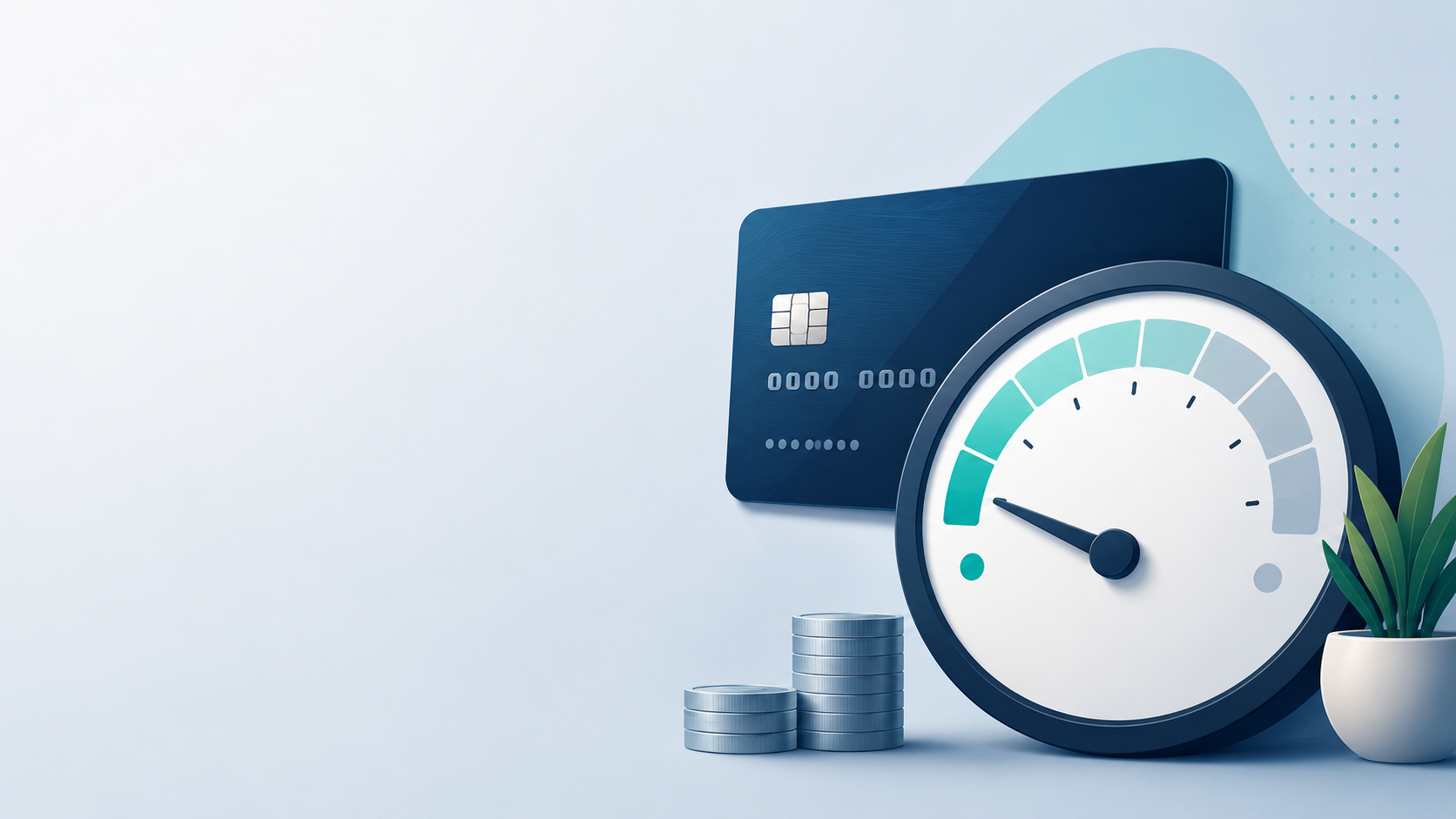 Credit card and a credit utilization gauge